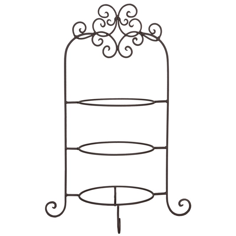 Clayre & Eef 3-Tiered Plate Stand 36x28x54 cm Brown Iron Round