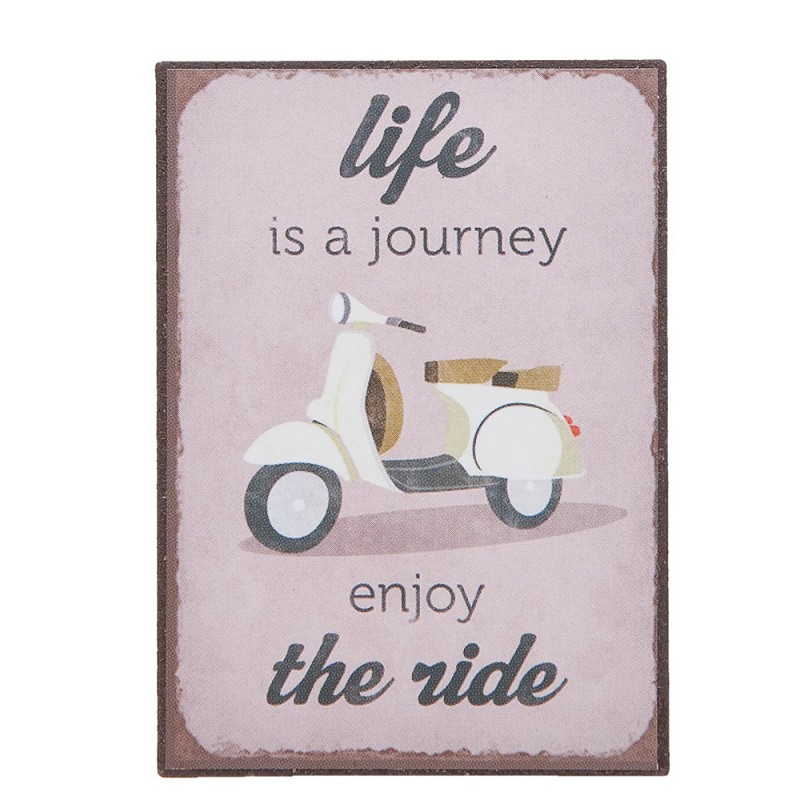 Clayre & Eef Aimant de décoration 5x7 cm Violet Fer Rectangle Life Journey Ride