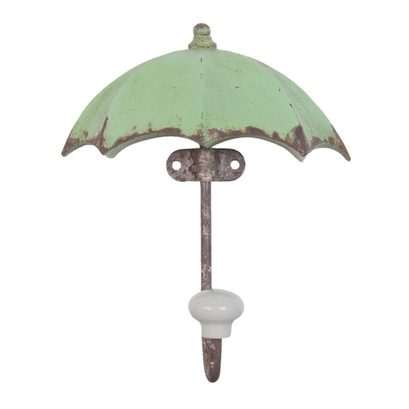 Clayre & Eef Wall Hook 12x5x15 cm Green Iron Rectangle Umbrella