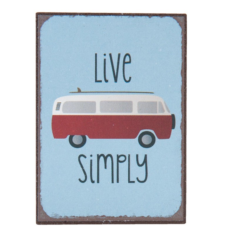 Clayre & Eef Decorative Magnet 5x7 cm Blue Iron Rectangle Live Simply