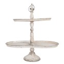 Clayre & Eef 2-Tiered Stand 47x24x50 cm White Iron Oval