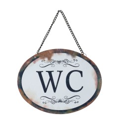 Clayre & Eef Text Sign 17x13 cm White Iron Oval WC