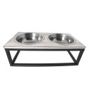 Clayre & Eef Dog Bowl 2x200 ml Brown Iron Rectangle