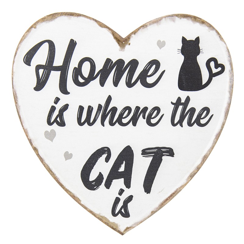 Clayre & Eef Text Sign 25x25 cm White Black Metal Home Cat