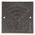 Clayre & Eef Text Sign 13x13 cm Brown Metal Square WIFI