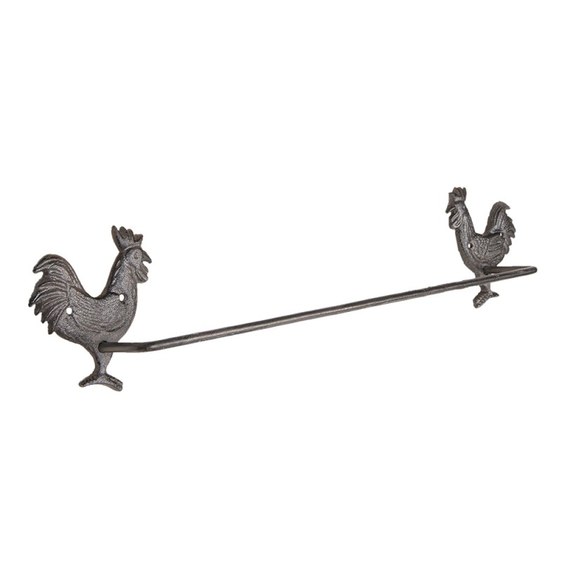 Clayre & Eef Towel Holder Rooster 51x8x13 cm Brown Iron