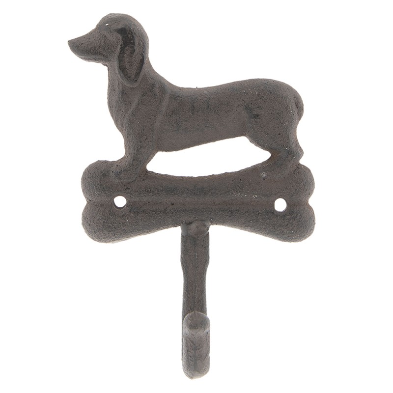 Clayre & Eef Wall Hook 10x4x15 cm Brown Metal Dog
