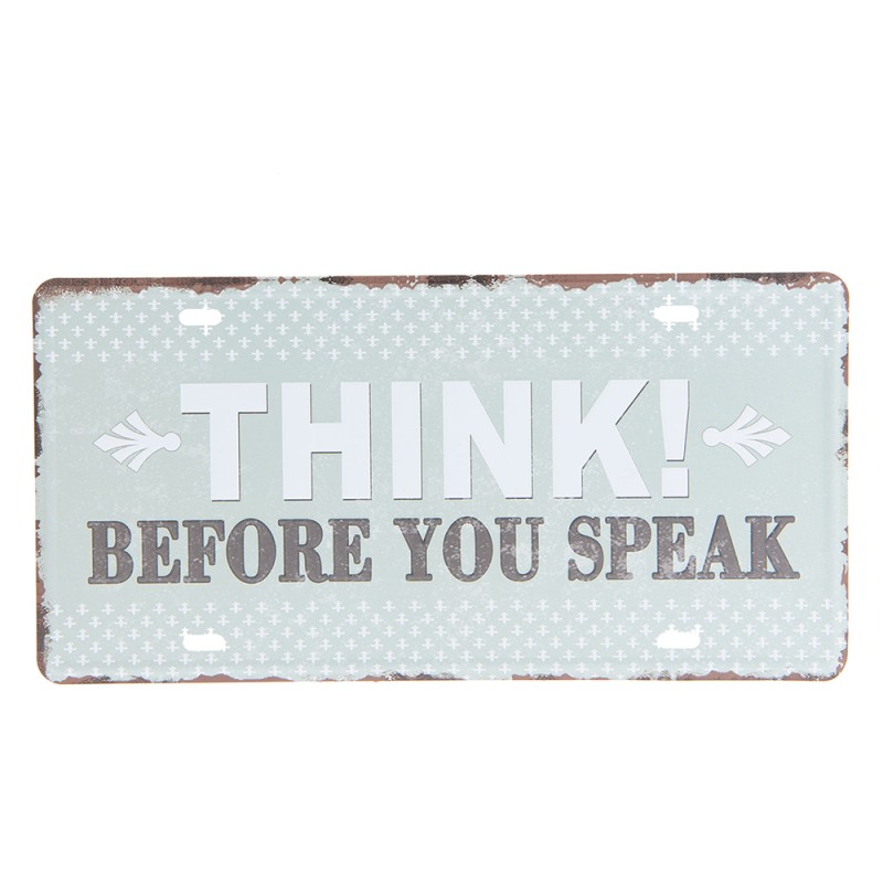 Clayre & Eef Text Sign 30x15 cm Grey Iron Rectangle
