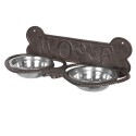 Clayre & Eef Dog Bowl 39x18x12 cm Brown Iron Rectangle Dog Bone Woef