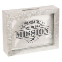 Clayre & Eef Money Box 18x5x14 cm Grey Metal Glass Rectangle Mission