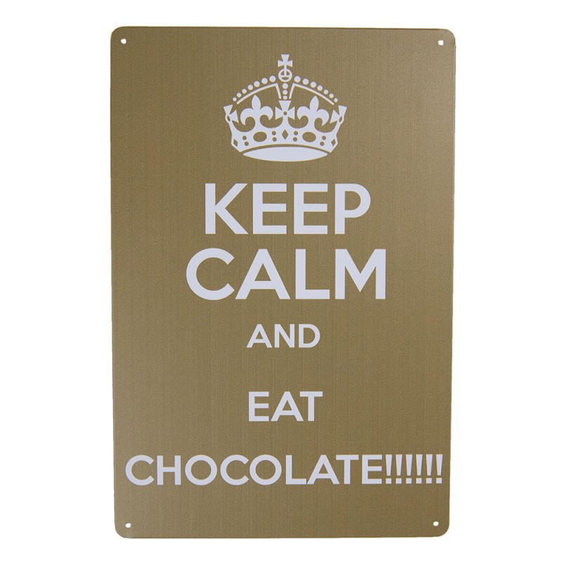 Clayre & Eef Text Sign 20x30 cm Gold colored Iron Rectangle Keep Calm