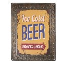 Clayre & Eef Tekstbord  30x40 cm Geel Metaal Rechthoek Ice Cold Beer