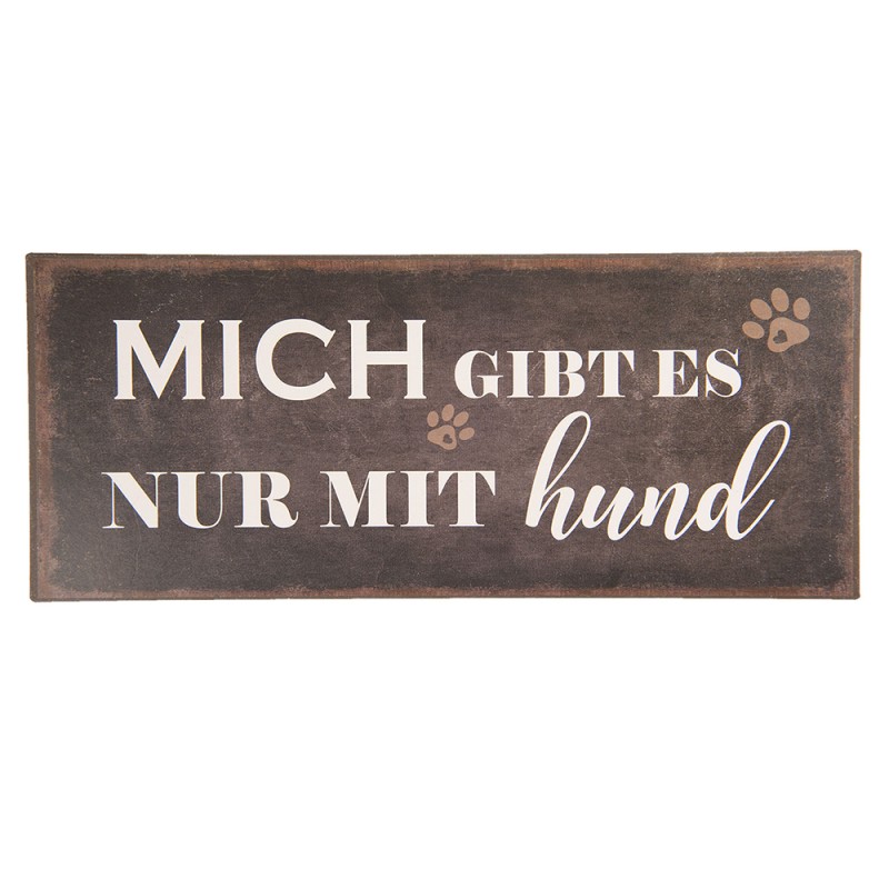 Clayre & Eef Plaque de texte 30x13 cm Noir Métal Rectangle Mich Hund