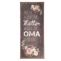 Clayre & Eef Text Sign 13x30 cm Black Metal Rectangle Flowers Mütter Oma