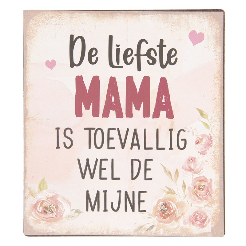 Clayre & Eef Text Sign 13x15 cm Beige Metal Rectangle Liefste Mama