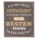 Clayre & Eef Plaque de texte 13x15 cm Noir Marron Fer Besten Mann Der Welt