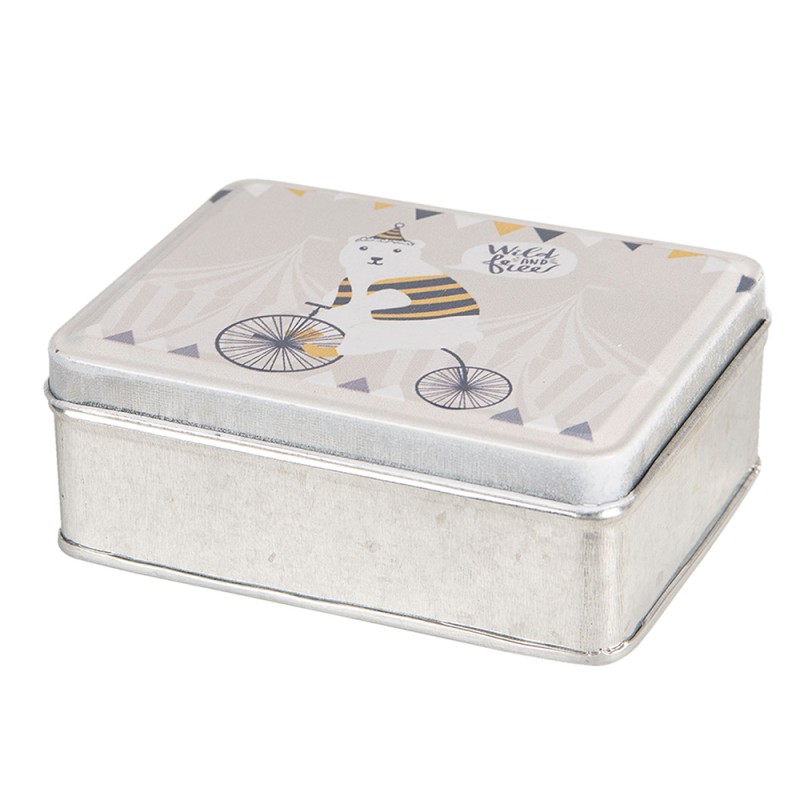 Clayre & Eef Tin Storage Box 10x8x4 cm Grey Metal Rectangle