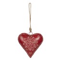 Clayre & Eef Pendant 16x4x16 cm Red Metal Heart-Shaped Flower