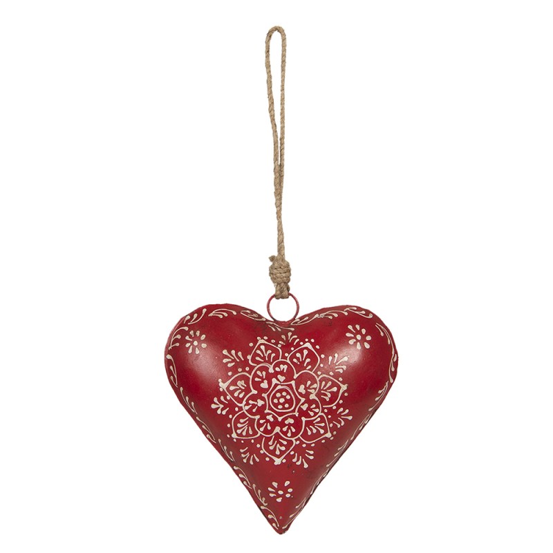 Clayre & Eef Ciondolo 16x4x16 cm Rosso Metallo A forma di cuore Fiore