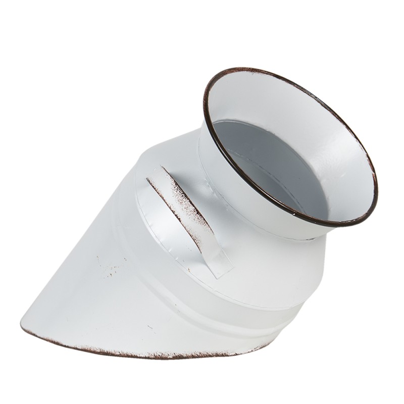 Clayre & Eef Ciotola per il latte decorativa Ø 17x30 cm Bianco Metallo