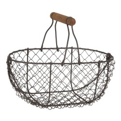 Clayre & Eef Storage Basket 24x16x11/23 cm Brown Iron Round
