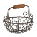 Clayre & Eef Storage Basket Ø 11x11 cm Brown Iron Wood Round