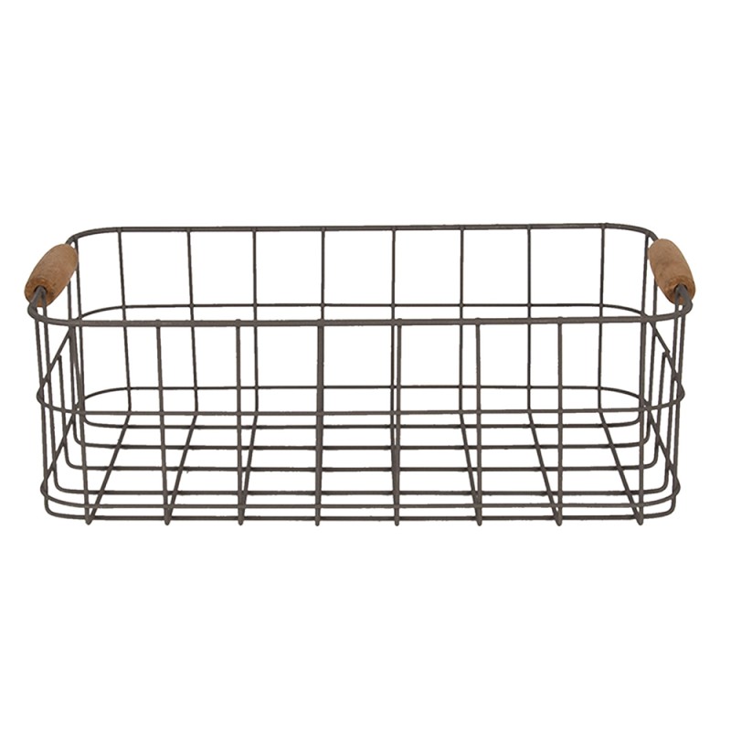 Clayre & Eef Storage Basket 34x20x11 cm Brown Iron Wood Rectangle