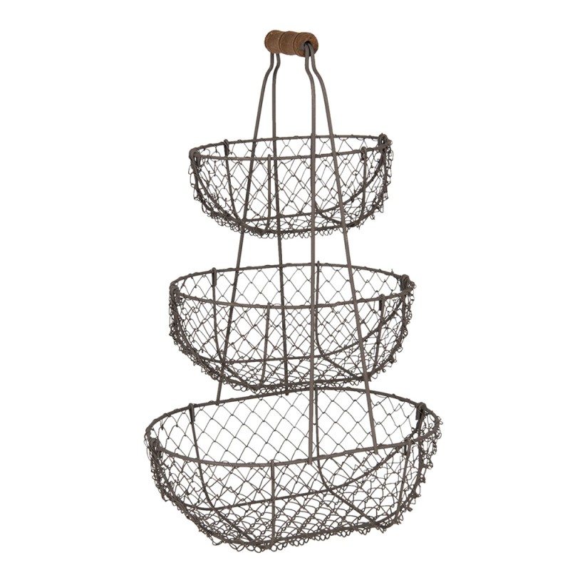 Clayre & Eef 3-Tiered Stand 48 cm Black Iron Oval