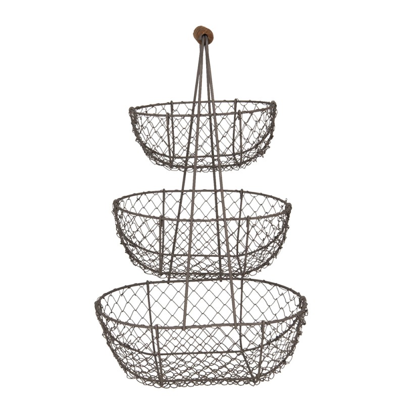 Clayre & Eef 3-Tiered Stand 48 cm Black Iron Oval