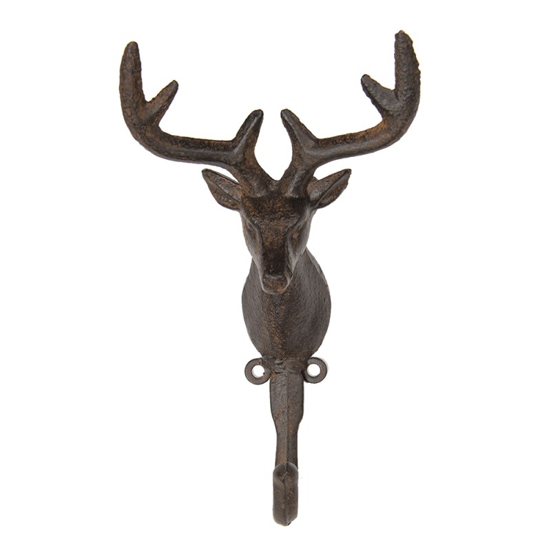 Clayre & Eef Wall Hook Deer 12x9x21 cm Brown Metal