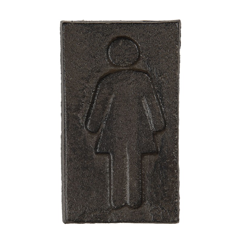 Clayre & Eef Cartello del bagno delle donna 6x11 cm Marrone Ferro Rettangolo