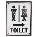 Clayre & Eef Text Sign 26x35 cm White Black Metal Rectangle Toilet