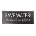 Clayre & Eef Text Sign 30x13 cm Black Metal Rectangle Save Water