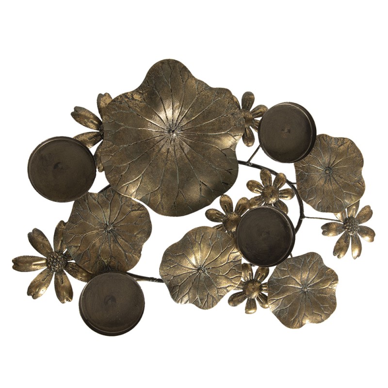 Clayre & Eef Teelichthalter Blumen 51x36x11 cm Goldfarbig Metall
