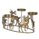 Clayre & Eef Tealight Holder Reindeers 34x22x16 cm Gold colored Metal