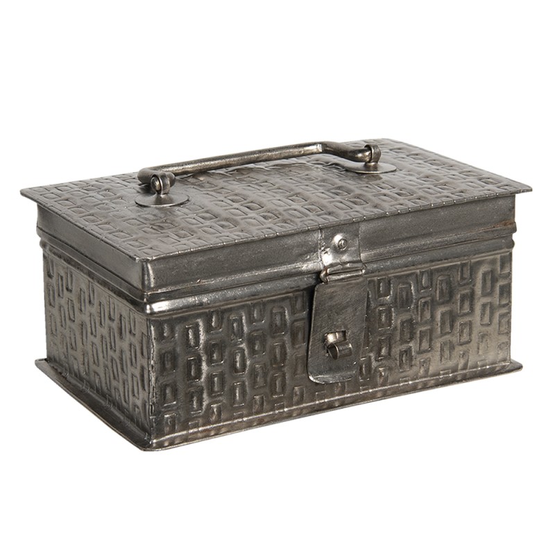 Clayre & Eef Storage Box 18x11x8 cm Silver colored Iron Rectangle