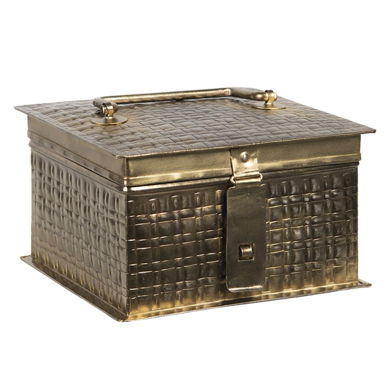 Clayre & Eef Storage Box 17x17x10 cm Copper colored Iron Square