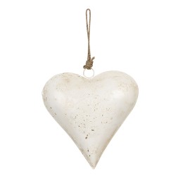 Clayre & Eef Christmas Ornament Heart 21x6x21 cm White Iron