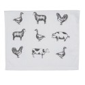 Clayre & Eef Guest Towel 40x66 cm Grey White Cotton Rectangle Farm Animals