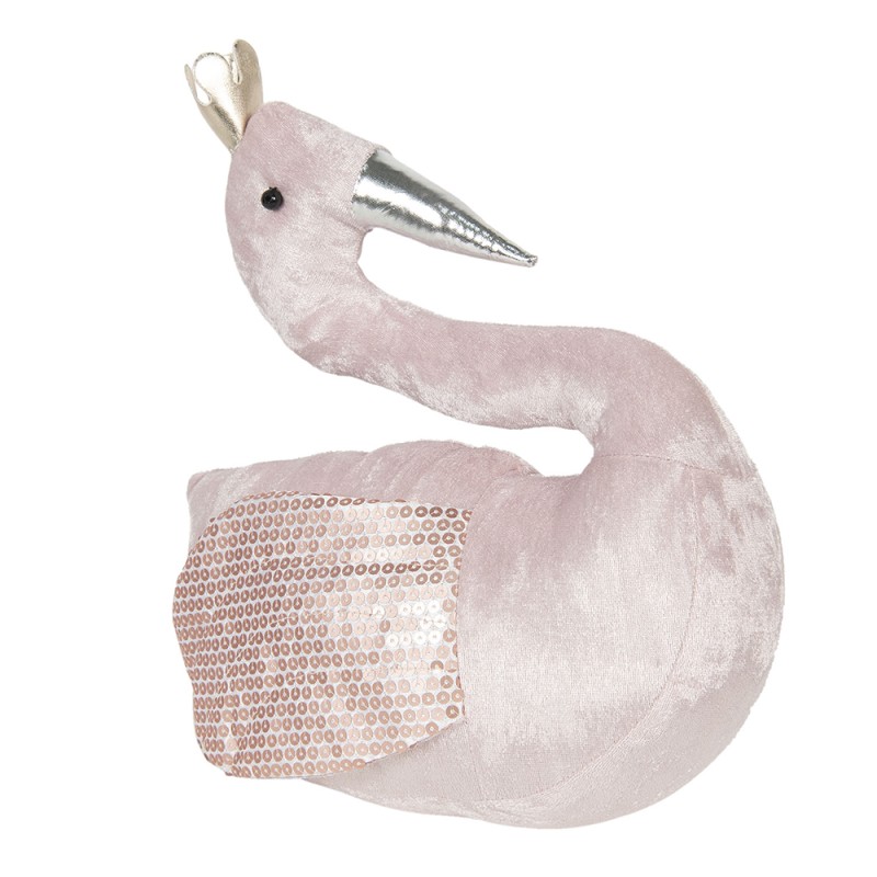 Clayre & Eef Door Stop Swan 25x14x31 cm Pink Polyester