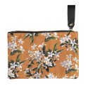 Clayre & Eef Trousse de toilette pour femmes 24x15 cm Orange Synthétique Rectangle Fleurs