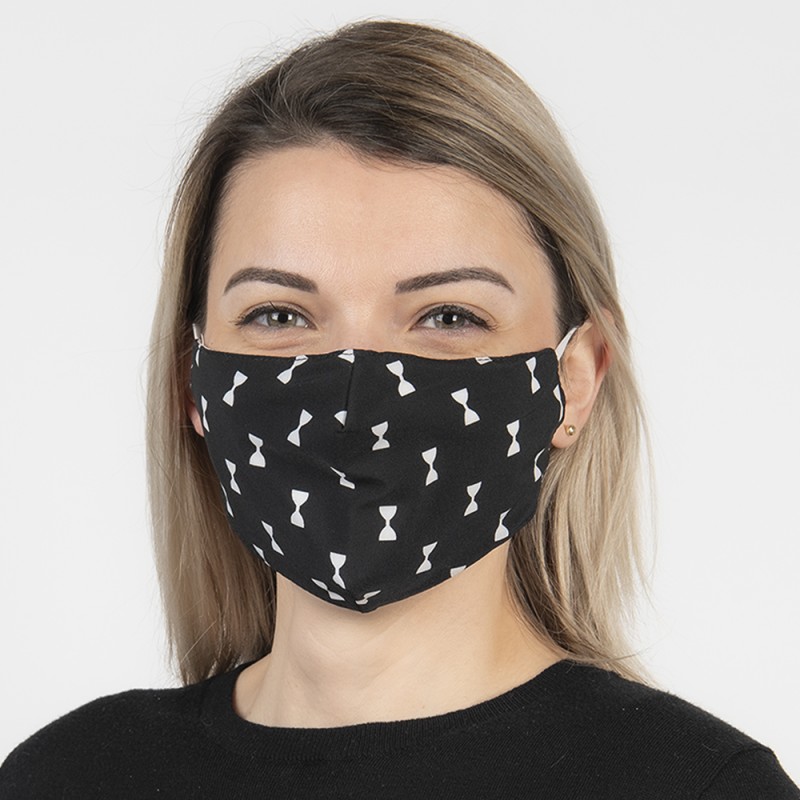 Clayre & Eef Washable Face Mask 13x26 cm Black Cotton