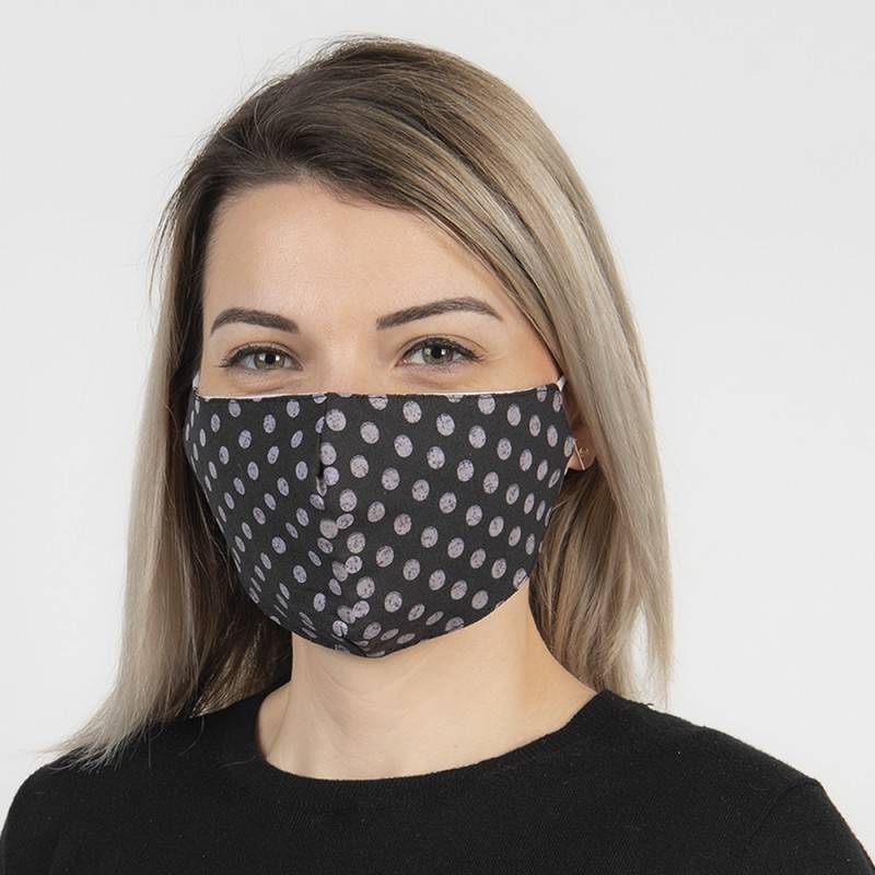 Clayre & Eef Washable Face Mask 13x26 cm Black Cotton