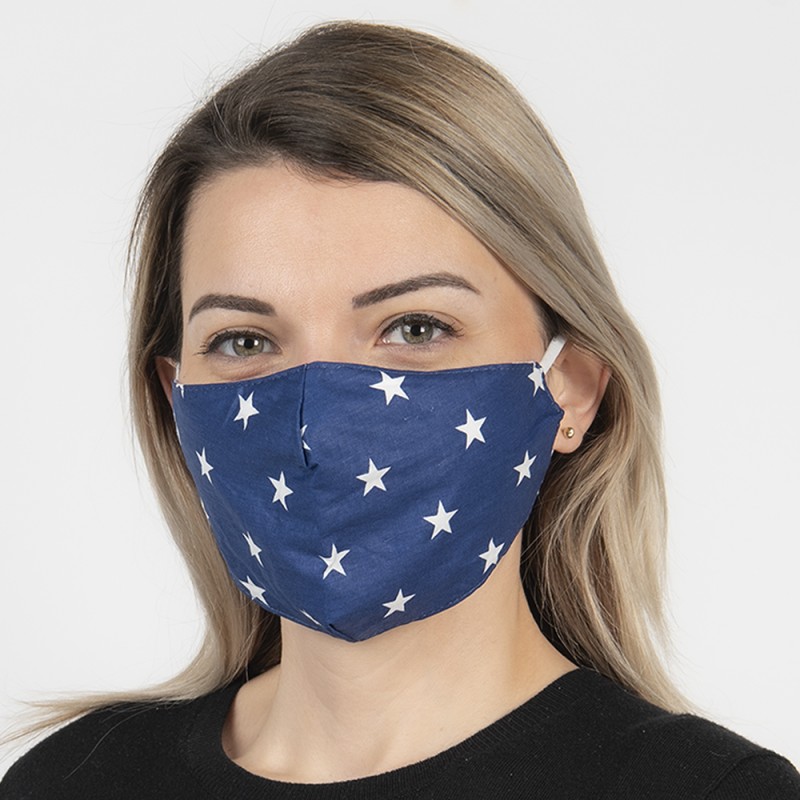 Clayre & Eef Masque lavable 13x26 cm Bleu Coton