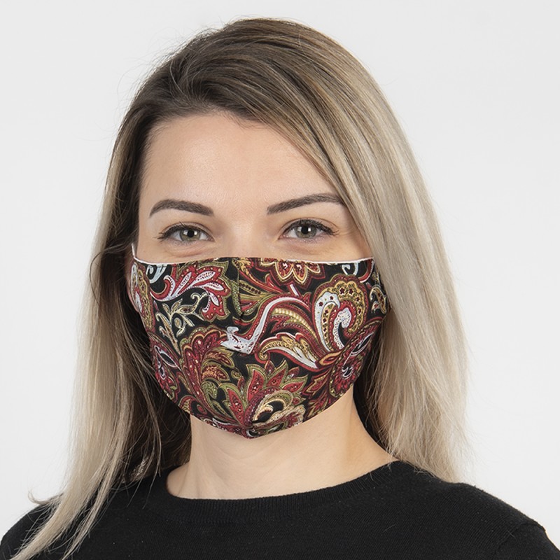 Clayre & Eef Waschbare Maske 13x26 cm Braun Schwarz Baumwolle Rechteck
