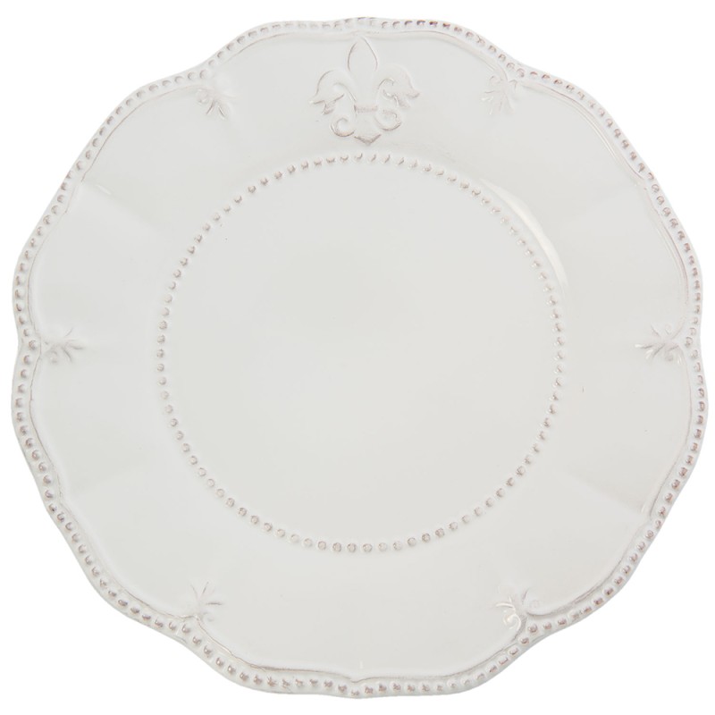 Clayre & Eef Dinner Plate Ø 28 cm White Ceramic Round