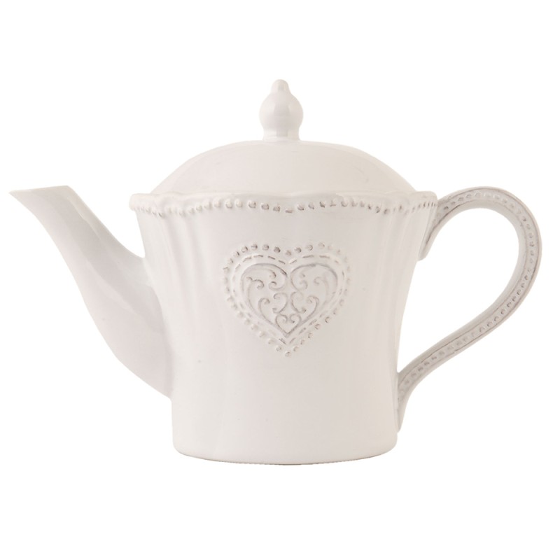 Clayre & Eef Teapot 900 ml Beige Ceramic Round Heart
