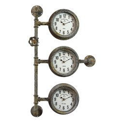 Clayre & Eef Wandklok  41x16x69 cm Bruin Ijzer Hout Rond