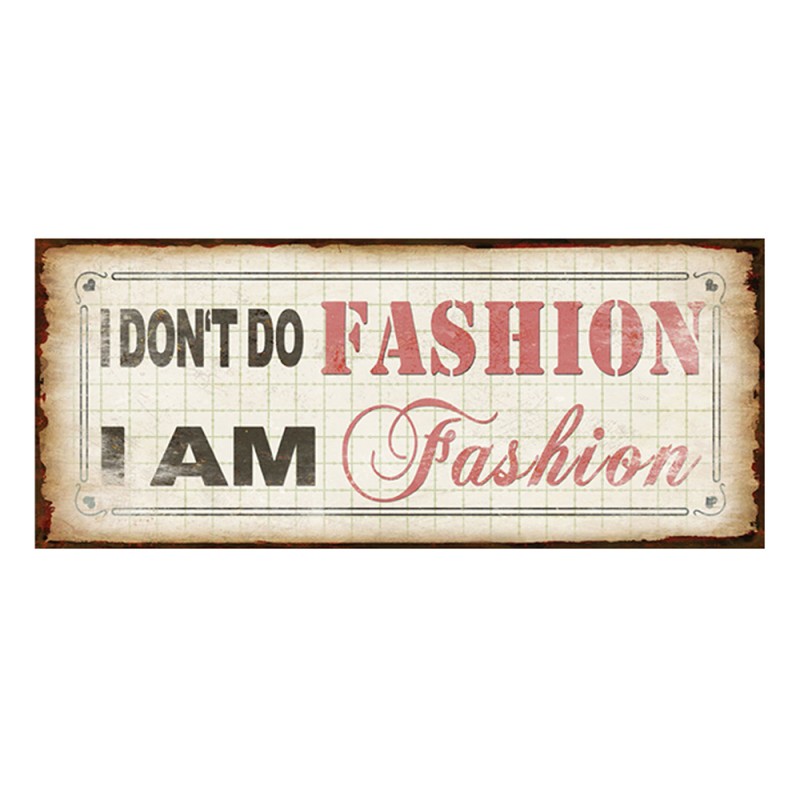 Clayre & Eef Plaque de texte 30x13 cm Beige Fer Rectangle I Am Fashion