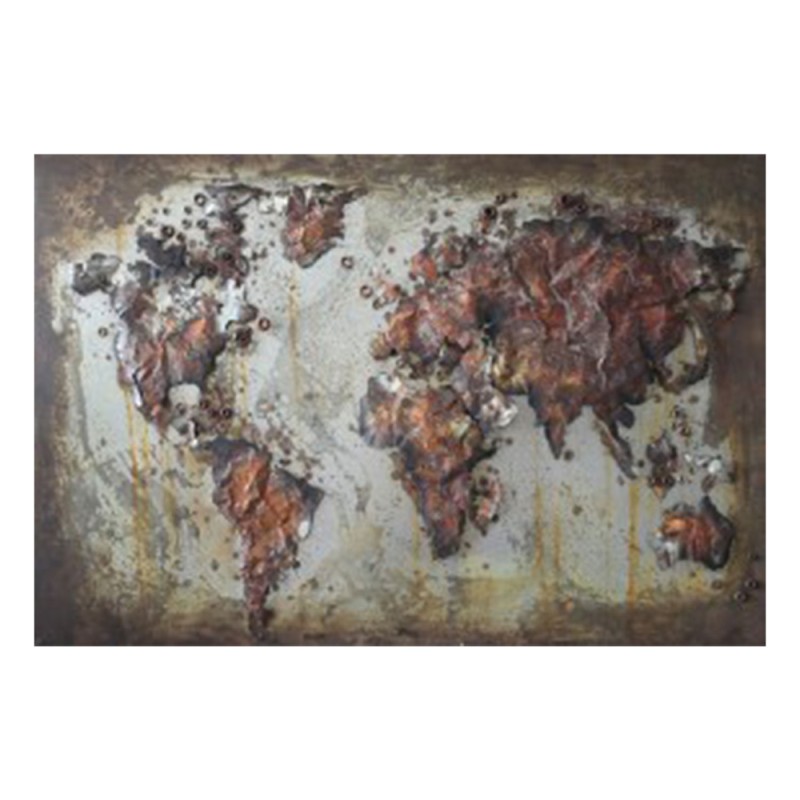 Clayre & Eef Wall Decoration 120x80 cm Brown Beige Iron Rectangle World Map